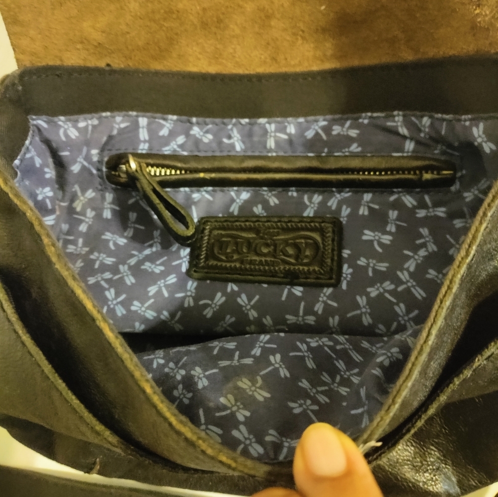 Lucky Brand Drk Chocolate Black Leather Crossbody - Picture 12 of 15
